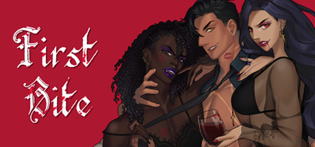First Bite - Promo image showing three sexy vampires of various genders intimately cuddled up together